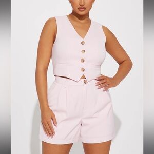 Business As Usual Vest Short Set pink